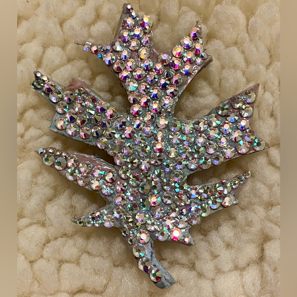 Sparkling Rare Unique One of a Kind Handmade Leaf Brooch